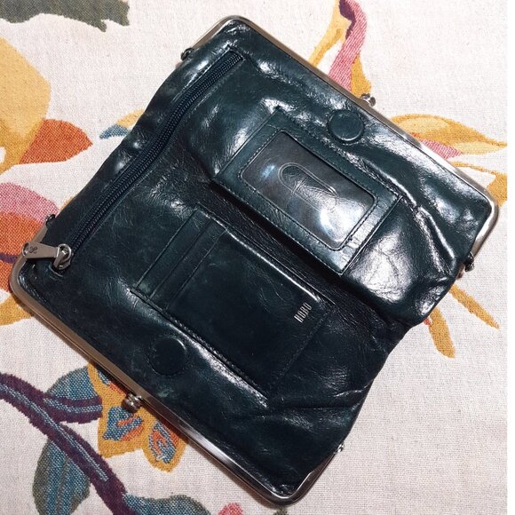 Dark Green Leather HOBO International Bifold Wallet - Picture 2 of 9